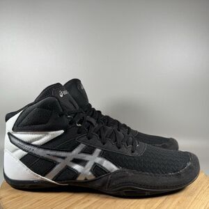 S Asics Matflex 6 Wrestling‎ Shoes Mens 12 Black White Lace-Up Mid Top Sneakers